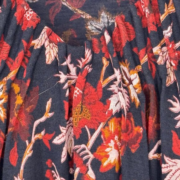 Lucky Brand Womens Floral Print 3/4 Sleeve Blouse size large Cotton blend v neck - Picture 3 of 13